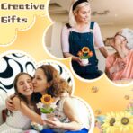 3 PCS Crochet Flower Pot,Crochet Sunflower Flowers Small Potted Plants Handmade Knitted Flower Mothers Day Valentines Gifts Desk Car Dashboard Decor Gifts - Image 7