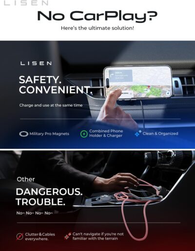 LISEN 15W MagSafe Car Mount Charger,Travel MagSafe Charger,Wireless Car Charger,Magnetic Phone Holder for Car,Phone Holders for Your Car Accessories for Women Men Jeep Ford for iPhone 17-12,Samsung - Image 7