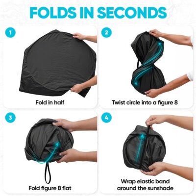 FORTEM Car Sun Shade for Windshield, Reflective Windshield Sunshade, 240T Polyester, Automotive Interior Sun Protection, Ultimate Heat and UV Shield, Foldable, Storage Bag - Image 7