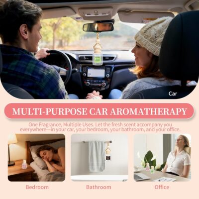 6 Pack Car Air Freshener, Long Lasting Natural Essential Oil Fragrance Diffuser - Pink Sparkle Champagne, Moonlit Gardenia & Nocturne Rose, Hanging Female Perfume Car Accessories Decor Gift - Image 9