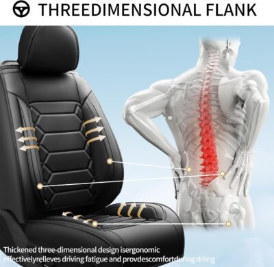 Fit Civic Car Seat Covers Compatible with Honda Civic 2022 2023 2024 2025 2026 Sport, Sport Touring, EX, EX-L, LX, Touring, Model-Full Coverage Breathable Leather (Full Set,Black) - Image 7