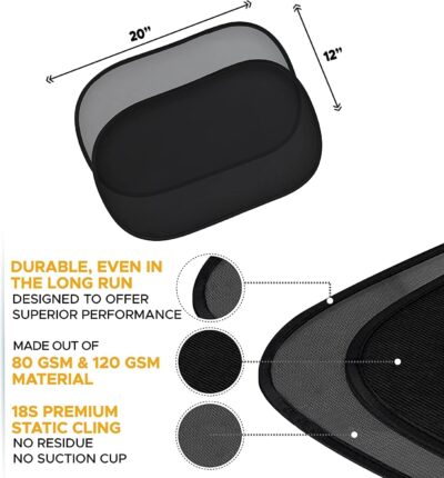 EcoNour Car Window Shades for Baby (4 Pack) | Protects Baby from Window Sun & Heat | Sun Shade Side Windows for Kids | Automotive Sun Protection from UV | Child Safety Accessories | Medium - 20"x12" - Image 4