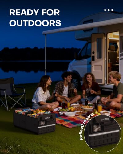 HOTOR Tactical Car Trunk Organizer - Foldable Trunk Organizer for SUV with Front MOLLE Pocket & Reflective Strips, Essential Car Accessories for Tools & Outdoor Storage, 12.8" x 21.7" x 11.0", Black - Image 7