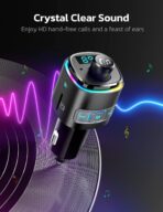 Nulaxy Bluetooth FM Transmitter, QC3.0 Fast Charge Bluetooth Car Adapter, Wireless Radio Car Kit with 7 Color LED Backlit, USB Flash Drive, microSD Card, Glossy Black - Image 5