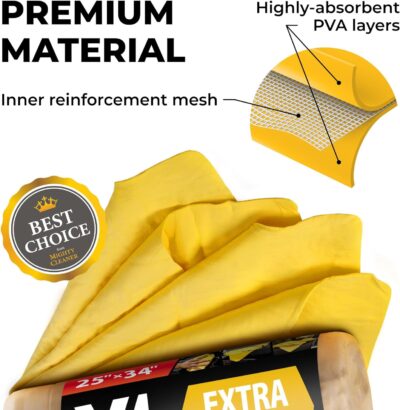 Premium XL Shammy Towel for Car - 2pk (34”x25”) - Super Absorbent Chamois Cloth - Spots & Scratch-Free - Reusable Car Drying Towels - Image 7