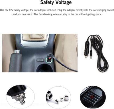 Car Washer Kit,100W Electrical Car Wash Pump Portable High Pressure 12V130PSI Car Washer Kit with Cigarette Lighter Adapter for Car, Garden, Pets Cleaning, Automatic On/Off Switch - Image 5