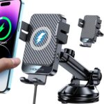 Wireless Car Charger, MOKPR 15W Fast Charging Auto-Clamping Car Mount Universal Hands-Free Car Charger Mount for Dash Windshield Air Vent Compatible with iPhone 16 15/14/13/12, Samsung S23/S22/S21,etc