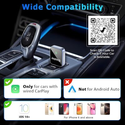 Wireless CarPlay Adapter for iPhone, CarPlay Dongle Converts Wired to Wireless Carplay, Plug & Play Mini Size CarPlay Adapter Compatible with iOS 10+, Fast Stable Connection, No Latency - Image 7