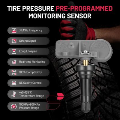 BDFHYK 315MHz TPMS Sensor Compatible with Chevy GMC Buick, Compatible with Cadillac Pontiac SAAB, Tire Pressure Monitoring System (TPMS) Sensors Replace# 13586335, 13581558, 15922396 Gray 1pcs - Image 3