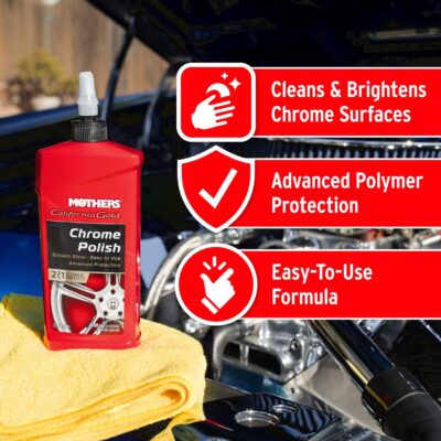 Mothers California Gold Chrome Polish, 12 oz. — Cleans & Brightens Chrome Bumpers, Wheels, Trim & Accessories, Protects Against Fingerprints, Rust & Corrosion, Safe on Glass & Mirrors (05212) - Image 3