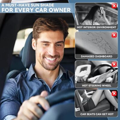 Windshield Sun Shade for Toyota Camry 2025 2026 LE XLE Hybrid SE XSE - 4 Layers Car Sunshades for Front Windows Shade Cover Custom Fit Camry Sun Visor 250T Retractable Blocks Shade UV Rays Accessories - Image 3