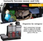 Mandark Car Trunk Organizer, Detachable Vehicle Seatback Hanging Storage Container with Zippers, Large Capacity Waterproof Auto Seat Back Trunk Bag Accessories, Universal for Most Vehicles (Gray) - Image 5