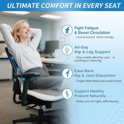 Memory Foam Truck Seat Cushion for Truck Driver Ergonomic Driver Seat Cushion with Lumbar Support & Sciatica Relief, Ideal Car Seat Cushions for Driving & Semi Truck & Office Chair - Image 4