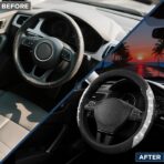 PIC AUTO Steering Wheel Cover, Silver Sparkly Crystal Bling Glitter with Leather, Universal Fit 14.5"-15.5" Car Steering Wheels for Girls & Women, Anti-Slip Wheels Cover for Cars, Trucks, Van, SUVs - Image 6