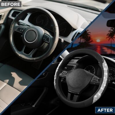 PIC AUTO Steering Wheel Cover, Silver Sparkly Crystal Bling Glitter with Leather, Universal Fit 14.5"-15.5" Car Steering Wheels for Girls & Women, Anti-Slip Wheels Cover for Cars, Trucks, Van, SUVs - Image 6