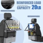 Car Backseat Organizer with Tablet Holder,11 Storage Pockets with Foldable Food Tray, Protector Kick Mats for Kids, Travel Accessories Organizer (Gray, 2Pack with Food Tray) - Image 3