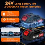 Cordless Pressure Washer, 6-in-1 Nozzle Portable Battery Powered Pressure Washer Handheld with 2 Battery Powered, 18bar Portable High Pressure Cordless Power Washer for Car/Floor/Patio Cleaning(black) - Image 3