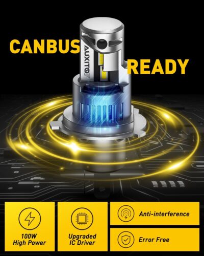 AUXITO H4/9003 Bulbs, 80,000LM 15X Super Output, 6500K Cool White, Long Lifespan, 1:1 Mini Size Replacement Light Bulbs, Plug-N-Play, Pack of 2 - Image 5