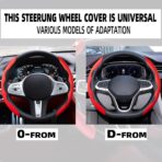 New Fluffy Anti-Skid Steering Wheel Cover Segmented Protector Safe and Non Slip Car Accessory and Durable Easy to Install for Steering Wheels of Universal Fit 99% Car (Suede Material Red) - Image 6