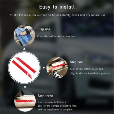 Kewucn 2PCS Car Rear View Mirror Stickers, Waterproof Auto Side Rearview Mirrors Decal Stripes, Universal Anti-Collision Striped Automotive Warning Stripes for Most Vehicles (Red) - Image 3