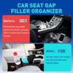 Car Seat Gap Filler Organizer, Universal PU Leather Car Seat Organizer with Cup Holder, Seat Gap Filler Storage Bag for Glasses, Phones, Keys, Cards and Small Items - Image 2