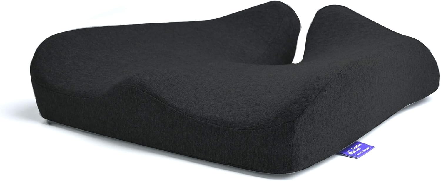 71ElISd9Y7L._AC_SL1500_.jpg Cushion Lab Patented Pressure Relief Seat Cushion for Long Sitting Hours on Office & Home Chair - Extra-Dense Memory Foam for Soft Support. Car Pad for Hip, Tailbone, Coccyx, Sciatica - Black - Image 1