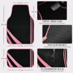 CAR PASS Car Seat Covers Full Set for Women Girls with Waterproof Car Floor Mats,Anti-Slip Leather Steering Wheel Cover,Universal Fit for SUVs,Vans,Trucks,Sedans,Cars (Combo Set,Black & Pink) - Image 6