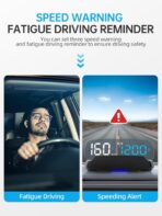 Head Up Display for Cars HOBS, Moman OBD2 Gauge Car HUD Digital GPS Speedometer with Projection Reflector Hudway Drive KM/H MPH Multiple Alarms for Most Cars with OBDII/EUOB After 2008 - Image 6