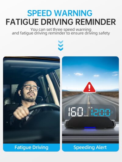 Head Up Display for Cars HOBS, Moman OBD2 Gauge Car HUD Digital GPS Speedometer with Projection Reflector Hudway Drive KM/H MPH Multiple Alarms for Most Cars with OBDII/EUOB After 2008 - Image 6