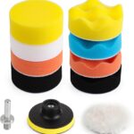3 Inch Drill Buffing Pad, 11 Pcs Car Foam Polishing Pads Kit, Drill Buffer Polisher Attachment Buffing Kit for Car Polishing, Waxing, Sealing Glaze