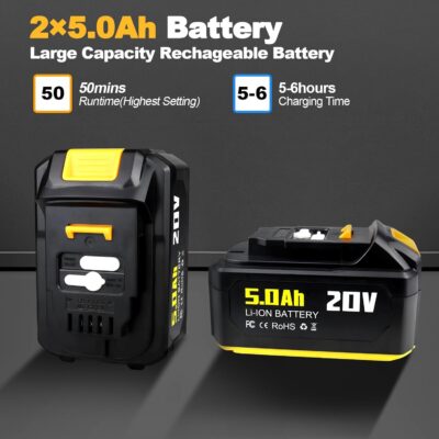 Cordless Pressure Washer with Faucet & Garden Hose Connector, 2 X 5.0AH Batteries, 2000PSI MAX Portable Pressure Washer with Brushless Motor, 4 Speed Adjustment LCD Touch Screen, 6-in-1 Nozzle - Image 4