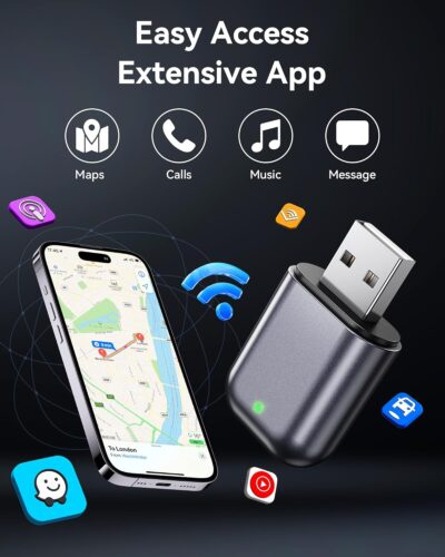 Burnt Sugar Wireless Carplay Adapter for iPhone 2026 Upgraded, Ultra-Mini USB Design for Apple Car Play Convert Wired to Wireless, Stable Low-Lag GPS Plug & Play for iOS 10+ & Cars from 2016+ (Gray) - Image 4