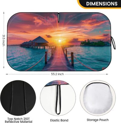 Car Windshield Sun Shade - Foldable Car Sun Shade Windshield for Front Window, Reflector Sunshade Offers Ultimate Protection for Cars Interior (55.2 x 31.5 in) - Image 3