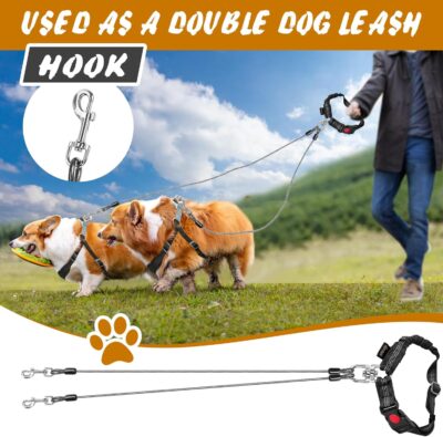 Double Dog Seat Belt, Steel Cable Chew Proof Dog Car Accessories Headrest Restraint Dog Car Seatbelt for Medium Large Dogs Chewer Heavy Duty 2 Dogs Dog Seatbelts Connect Harness in Vehicle - Image 6