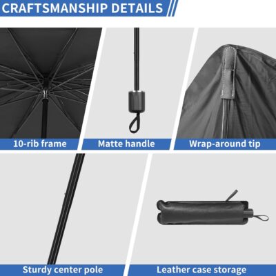 Satol Car Umbrella Windshield Sun Shade - 55"x31" (140x79cm) Universal Car Sunshade Umbrella with 10-Rib Frame | Heat Shield & UV Protection | Fits Sedan, SUV, Truck | Includes Storage Pouch - Image 7