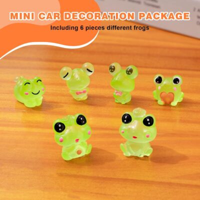 Luminous Frog Car Dashboard Decor, 6PCS Fun Frog Car Dash Decorations Rear View Mirror Ornament Interior Accessories - Image 5