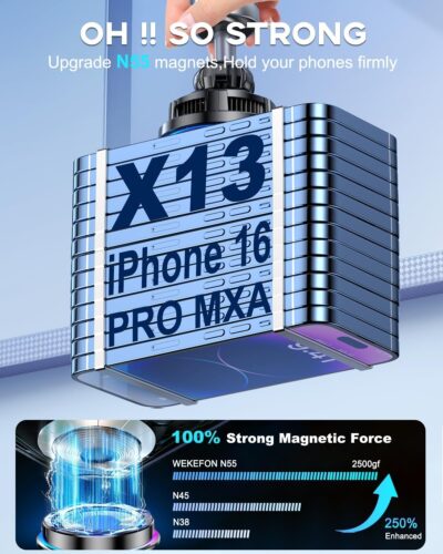 2026 Upgraded TEC & Fan Cooling Magnetic Wireless Car Charger, For 15W Magsafe Car Mount Charger, Air Vent Dashboard Fast Charging Car Phone Holder for iPhone 17/16/15/14/13/12, Samsung ＆ Pixel - Image 6