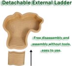 Reptile Swimming Pool 2-in-1 Turtle Bathtub Balcony Climbing Pet Water Basin with External Ramp and Ladder, Suitable for Geckos Snakes Turtles Chameleons Lizards Climbing and Shower (Brown Yellow) - Image 6