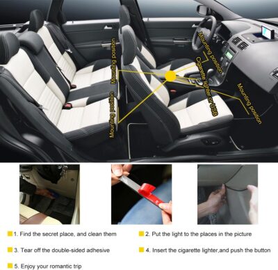 Car Led Interior Lights, RBG 48 LED Multicolor Music Auto Interior Strip Light with APP Control, Waterproof Lighting Lamp Kit Under Dash with Charger, Car Accessories (USB) - Image 5