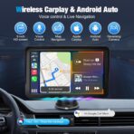 9" Wireless CarPlay Screen for Car, Apple CarPlay & Android Auto Receiver with 1080P Backup Camera, HD Touchscreen, Bluetooth, GPS, Voice Control，Universal Fit for All Cars - Image 2