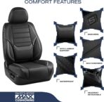 Skechers MAX Cushioning Seat Covers,Memory Foam Leather Car Seat Covers,Waterproof Car Seat Protector Front Seats,Car Seat Cushion Airbag Automotive Universal Fit for Most Cars,Vans,Trucks,SUV,Black - Image 4