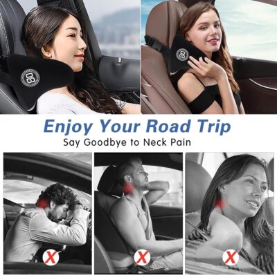Really Cozy Car Headrest Pillow, Car Neck Pillow for Driving with Adjustable Strap, 100% Memory Foam and Breathable Removable Cover, Ergonomic Design - Car Pillow for Neck Pain Relief(Linen gray, 1PC) - Image 5