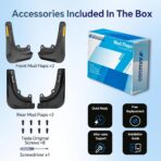 Farmogo Mud Flaps for Tesla Model Y Juniper Accessories 2025 2026 - [with Yellow Warning Strip] No Drilling Required Splash Guards All-Weather Body Kits for Tesla Model Y Accessories Black (Set of 4) - Image 9