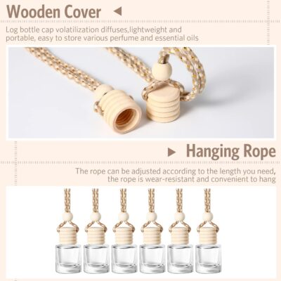 BBTO 100 Pcs Car Air Fresheners Diffuser with Wooden Cap Empty Aromatherapy Diffuser Clear Fragrance Holder Pendant Hanging Perfume Fresheners Bottles for Car Decor(Classic,Clear) - Image 4