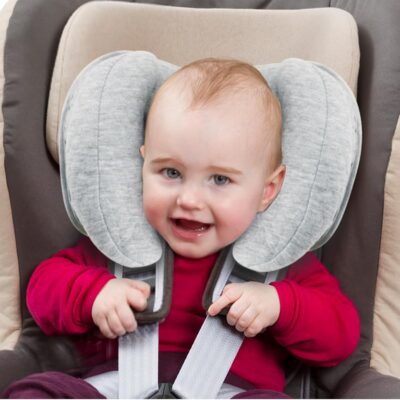 Upgraded 2 in 1 Baby Travel Pillow, Adjustable Straps, Banana Shape Baby Neck Head Support Pillow Stroller Insert Cushion for 4 Months Up Kids, Toddler Grey - Image 8