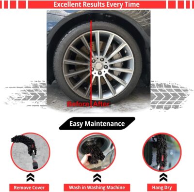 Wheel Cleaning Brush Car Detailing Kit - Rim Brush, Lug Nuts and Wheel Cleaner Brush Car Wash Kit -Tire Brushes for Cleaning Rims - Car Cleaning Supplies and Rim Cleaner Brush Set - Image 5