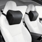 Quintor Genuine Leather Car Neck Pillow,Memory Foam Headrest Cushion, Ergonomic Cervical Support for Tesla Model 3/Y/X, Lexus, BMW- Breathable & All-Season Soft (2 PC) - Image 7