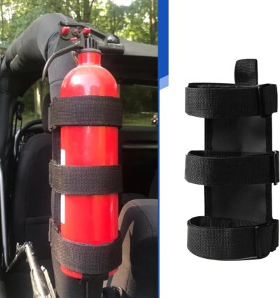 Roll Bar Fire Extinguisher Mount, Adjustable Secure Holder with Water Bottle Strap, Fire Extinguisher Retention Strap, Compatible with Wrangler Unlimited CJ YJ LJ TJ JK JKU JL JLU (Black) - Image 5