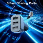 Bluetooth Car Adapter, AUX Bluetooth Adapter for Car/Home Stereo/Hands-Free Calls, Bluetooth Aux Adapter with 3 Ports USB Car Charger, Support Dual Connection/Mic/Noise Reduction Isolator - Image 6