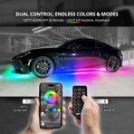 OPT7 Aura DreamColor Underglow Chasing Light Kit with APP & Remote Control, 4 PCS Flexible RGBIC LED Strips, 12V Neon Accent Underbody Lights for Car Truck RV, Multi Color Music Mode, Easter Gifts - Image 2